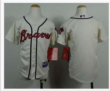 Youth MLB Atlanta Braves Blank Cream Cool Base Stitched Baseball Jersey