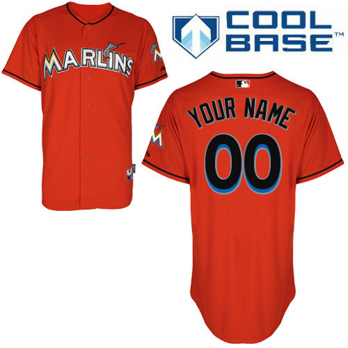 Marlins Orange Customized Men Cool Base Jersey