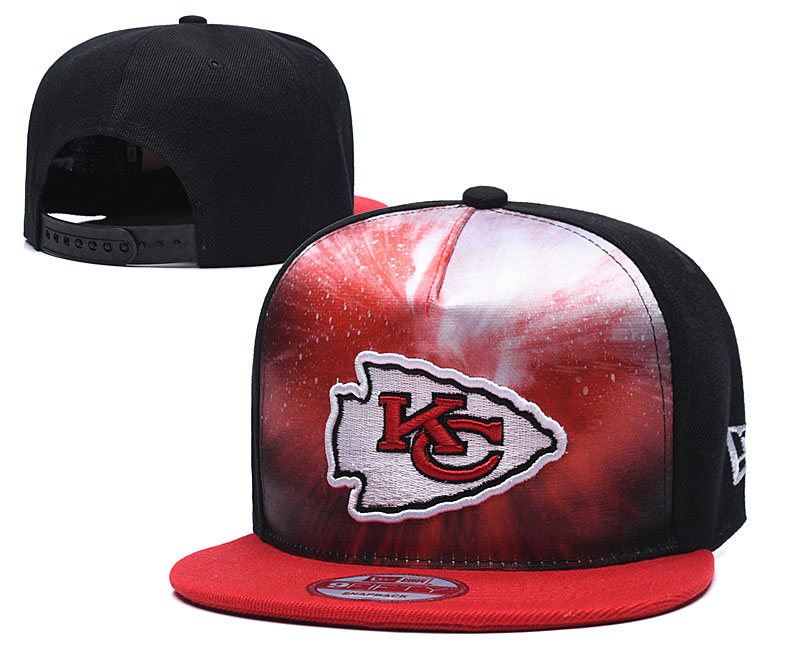 Chiefs Team Logo Red Black Adjustable Leather Hat 1 TX