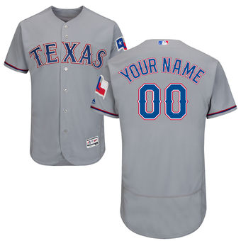Men's Texas Rangers Majestic Road Gray Flex Base Authentic Collection Custom Jersey