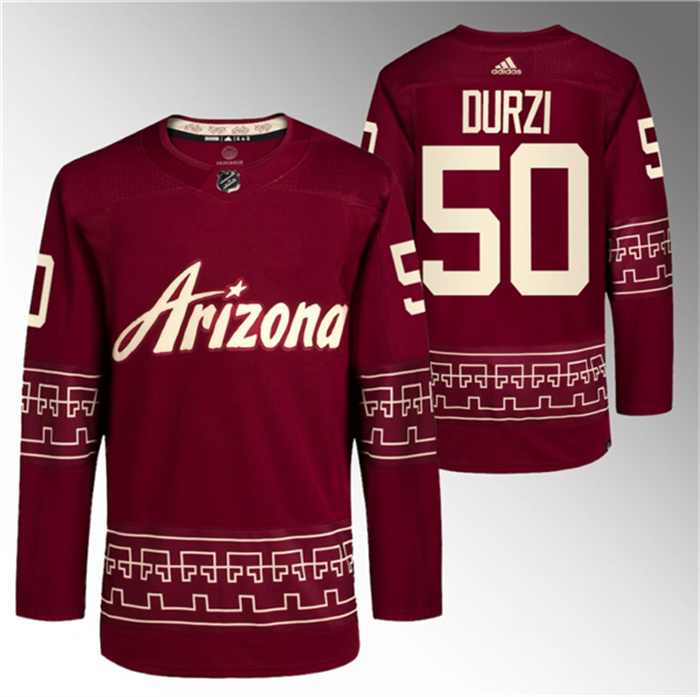 Men's Arizona Coyotes #50 Sean Durzi Garnet Alternate Pro Jersey Men's Arizona Coyotes #50 Sean Durzi Garnet Alternate Pro Jersey