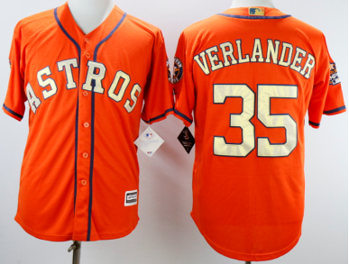 Astros #35 Justin Verlander Orange Cool Base Stitched Baseball Jersey
