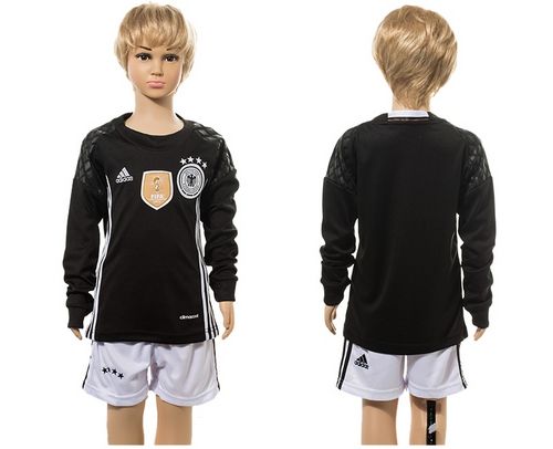Germany Blank Black Goalkeeper Long Sleeve Kid Soccer Country Jersey