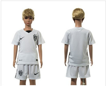 USA Blank White Home Kid Soccer Country Jersey