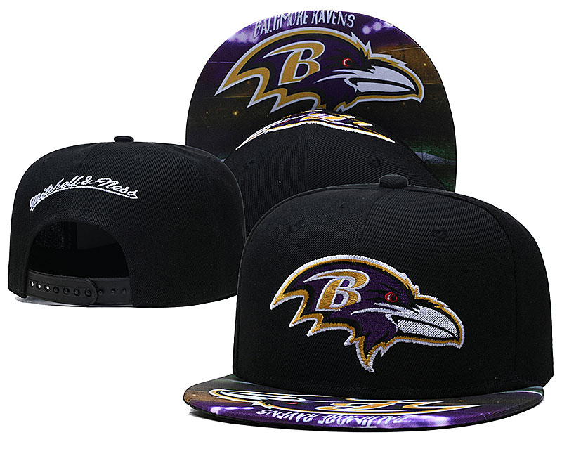 Ravens Team Logo Black Mitchell & Ness Adjustable Hat LH Ravens Team Logo Black Mitchell & Ness Adjustable Hat LH