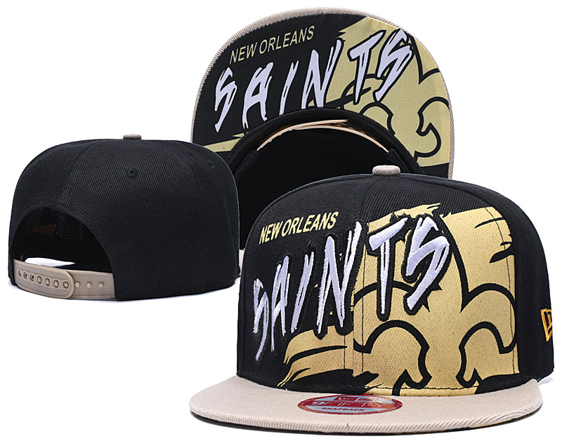 Saints Team Logo Black Yellow Adjustable Hat TX