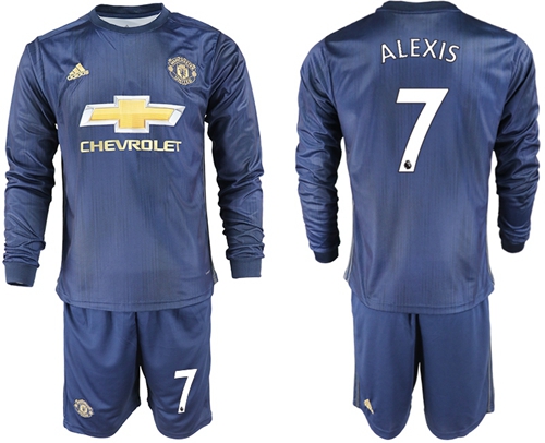 Manchester United #7 Alexis Away Long Sleeves Soccer Club Jersey