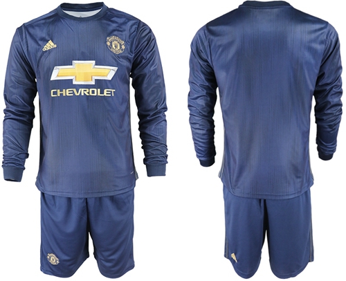 Manchester United Blank Away Long Sleeves Soccer Club Jersey