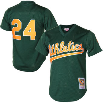 Men's Oakland Athletics Rickey Henderson Mitchell & Ness Green 1998 Cooperstown Mesh Batting Practice Jersey Men's Oakland Athletics Rickey Henderson Mitchell & Ness Green 1998 Cooperstown Mesh Batting Practice Jersey