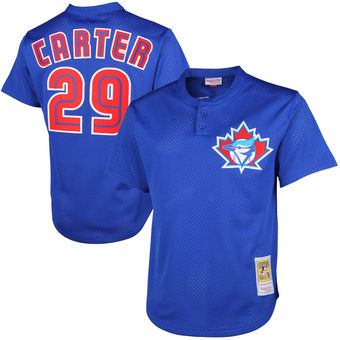 Men's Toronto Blue Jays 1997 Joe Carter Mitchell & Ness Royal Cooperstown Mesh Batting Practice Jersey