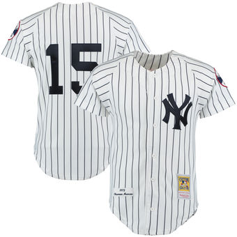 Men's New York Yankees Thurman Munson Mitchell & Ness White Navy Throwback 1973 Authentic Jersey