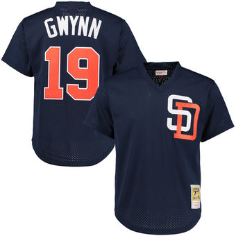 Men's San Diego Padres Tony Gwynn Mitchell & Ness Navy Cooperstown Mesh Batting Practice Jersey Men's San Diego Padres Tony Gwynn Mitchell & Ness Navy Cooperstown Mesh Batting Practice Jersey