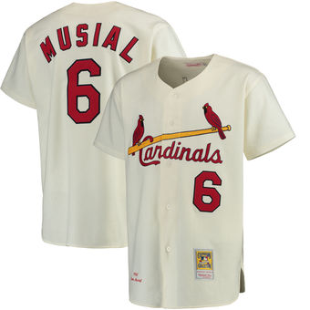 Men's St. Louis Cardinals Stan Musial Mitchell & Ness Cream Authentic Jersey