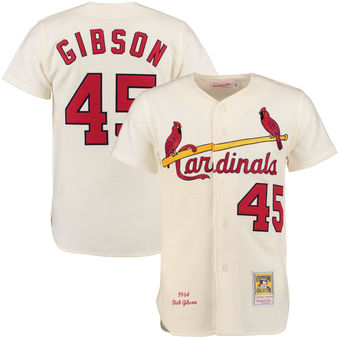 Mens St. Louis Cardinals Mitchell & Ness Red MLB Authentic Jersey