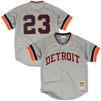 Men's Detroit Tigers Kirk Gibson Mitchell & Ness Gray Fashion Cooperstown Collection Mesh Batting Practice Jersey
