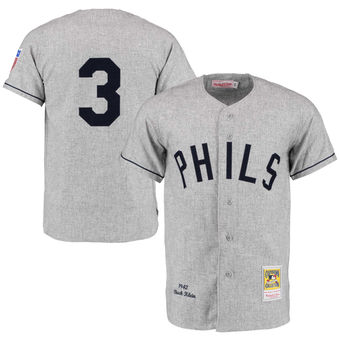 Men's 1942 Philadelphia Phillies Chuck Klein Mitchell & Ness Gray Authentic Throwback Jersey