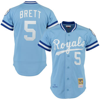Men's Kansas City Royals George Brett Mitchell & Ness Light Blue Throwback Authentic Jersey Men's Kansas City Royals George Brett Mitchell & Ness Light Blue Throwback Authentic Jersey