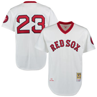 Men's 1975 Boston Red Sox Luis Tiant Mitchell & Ness White Authentic Throwback Jersey