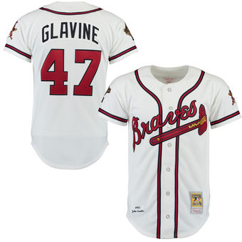Men's Atlanta Braves Tom Glavine Mitchell & Ness White Throwback Authentic Jersey
