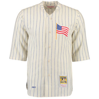 Men's 1917 Brooklyn Dodgers Mitchell & Ness Cream Blue Authentic Throwback Jersey
