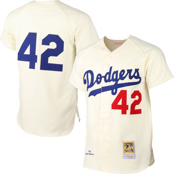 Mens Brooklyn Dodgers Jackie Robinson Mitchell & Ness Cream MLB Authentic Jersey