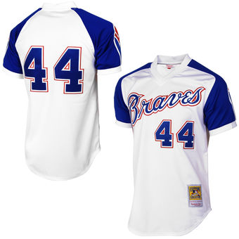 Mens Atlanta Braves Hank Aaron Mitchell & Ness White MLB Authentic Jersey