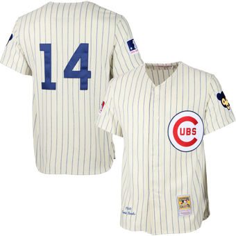 Mens Chicago Cubs Ernie Banks Mitchell & Ness Cream MLB Authentic Jersey