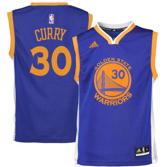 Youth Golden State Warriors Stephen Curry adidas Royal Blue Road Replica Jersey