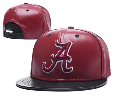 Alabama Crimson Tide Team Logo Red Leather Adjustable Hat GS