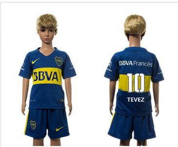 Boca Juniors #10 Tevez Home Kid Soccer Club Jersey