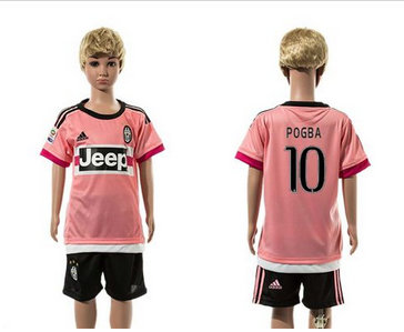 Juventus #10 Pogba Pink Away Kid Soccer Club Jersey