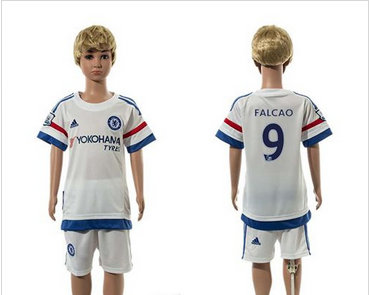Chelsea #9 Falcao White Away Kid Soccer Club Jersey