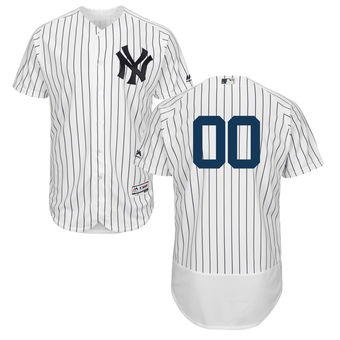 Men's New York Yankees Majestic Home White Navy Flex Base Authentic Collection Custom Jersey