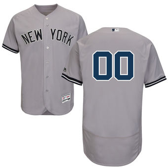 Men's New York Yankees Majestic Road Gray Flex Base Authentic Collection Custom Jersey