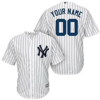 Men's New York Yankees Majestic White Navy Home Cool Base Custom Jersey