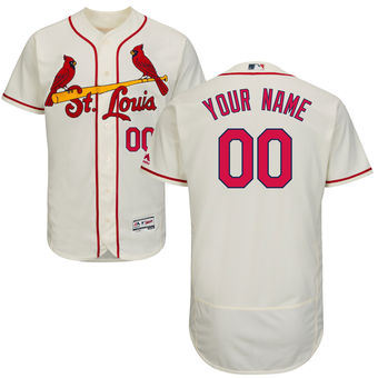 Men's St. Louis Cardinals Majestic Alternate Ivory Flex Base Authentic Collection Custom Jersey