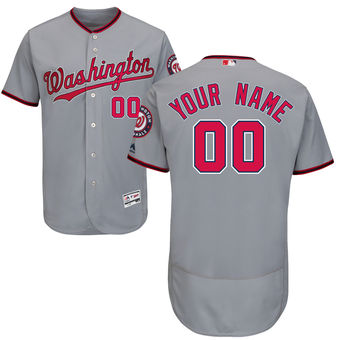 Men's Washington Nationals Majestic Road Gray Flex Base Authentic Collection Custom Jersey