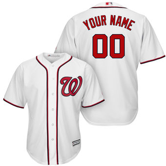Men's Washington Nationals Majestic White Cool Base Custom Jersey