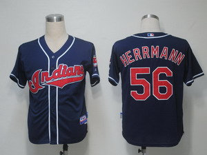 MLB Jerseys Cleveland Indians 56 Herrmann Blue Cool Base