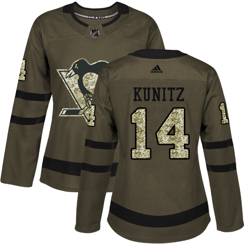 Adidas Penguins #14 Chris Kunitz Green Salute to Service Women's Stitched NHL Jersey