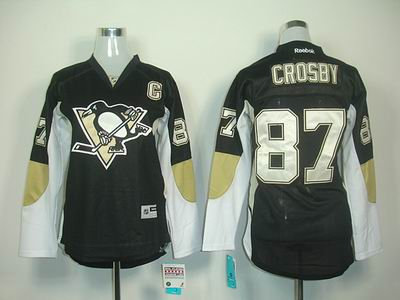 Women Pittsburgh Penguins 87 S Crosby black jerseys