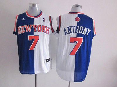 NBA New York Knicks 7 Carmelo Anthony white-Blue Split Youth customized Jerseys