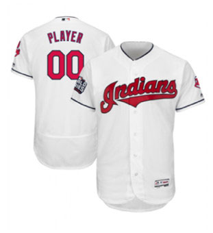 Men's Cleveland Indians Majestic Home White Flex Base Authentic Collection Custom Jersey