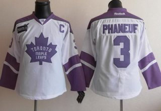 Women Toronto Maple Leafs 3 Dion Phaneuf Fights Cancer Jersey White