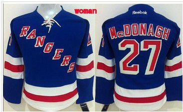 Women Rangers #27 Ryan McDonagh Blue Home Stitched NHL Jersey