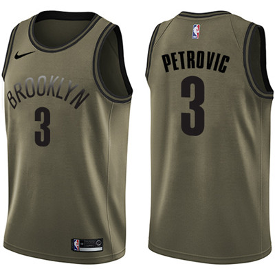 Nike Nets #3 Drazen Petrovic Green Salute to Service Youth NBA Swingman Jersey Nike Nets #3 Drazen Petrovic Green Salute to Service Youth NBA Swingman Jersey