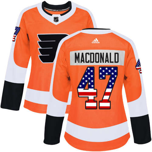 Adidas Flyers #47 Andrew MacDonald Orange Home Authentic USA Flag Women's Stitched NHL Jersey Adidas Flyers #47 Andrew MacDonald Orange Home Authentic USA Flag Women's Stitched NHL Jersey