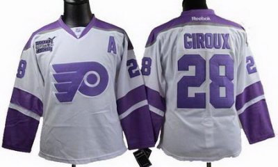 Women Philadelphia Flyers #28 CLAUDE GIROUX Fights Cancer white Jerseys