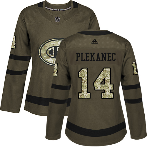 Adidas Canadiens #14 Tomas Plekanec Green Salute to Service Women's Stitched NHL Jersey