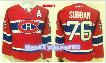 Women Montreal Canadiens #76 P.K Subban Red Home Stitched NHL Jersey